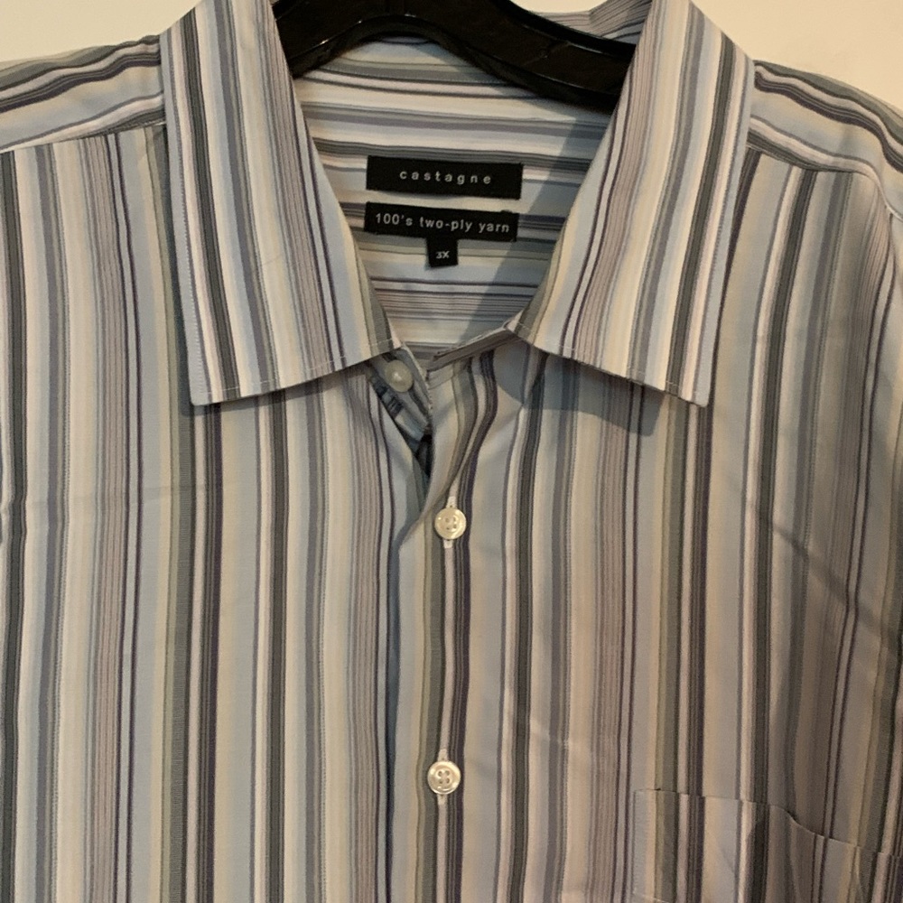 Castagne Blue Striped Button Down Dress Shirt - Size 3X - Like New